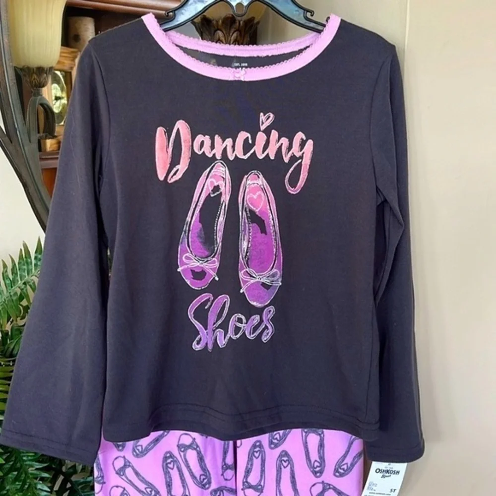 Brand New OshKosh B’Gosh 2-Piece Pajamas Set Ballerina Ballet Dance Fleece Pants
